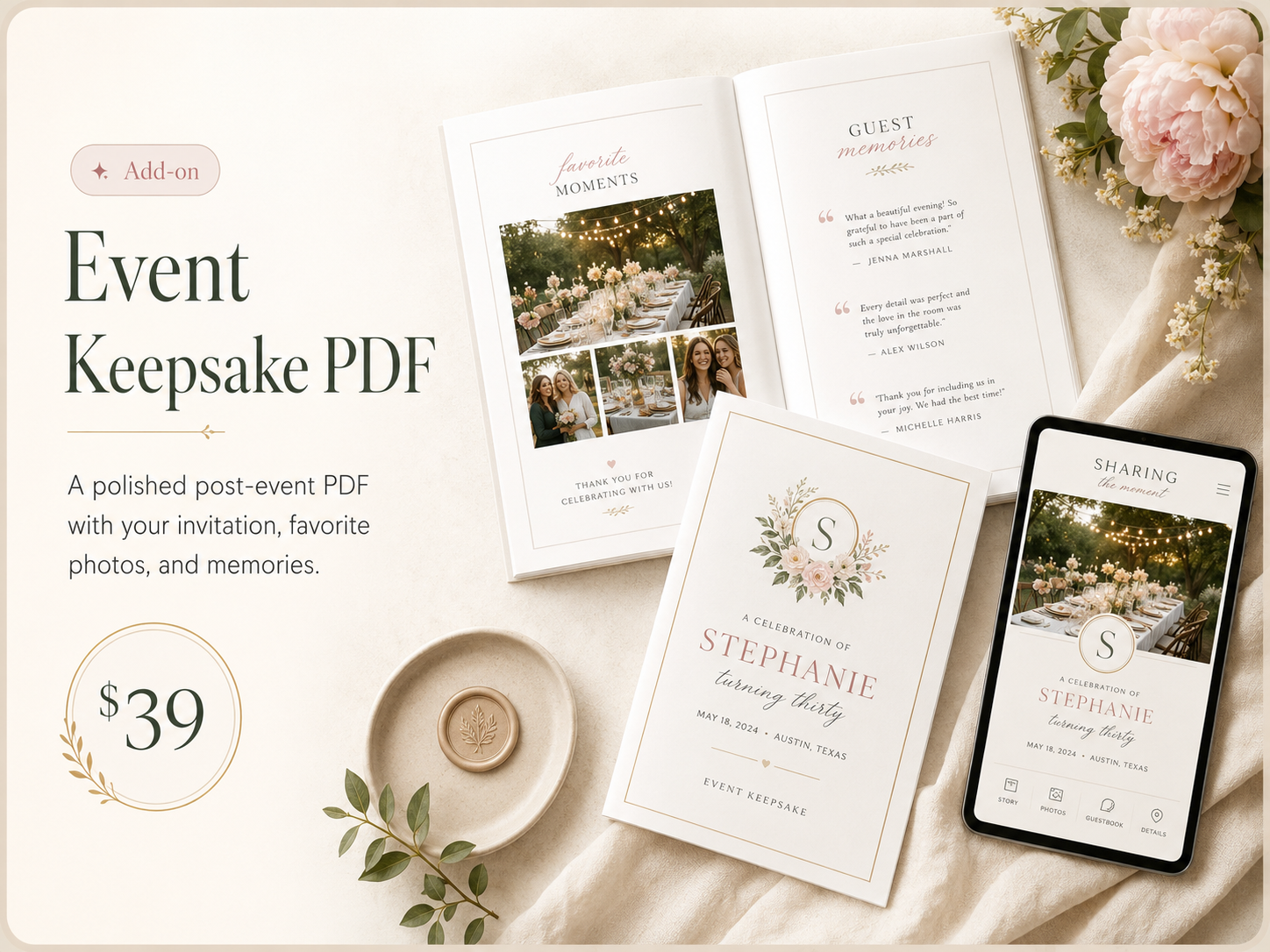 Event Keepsake PDFs example
