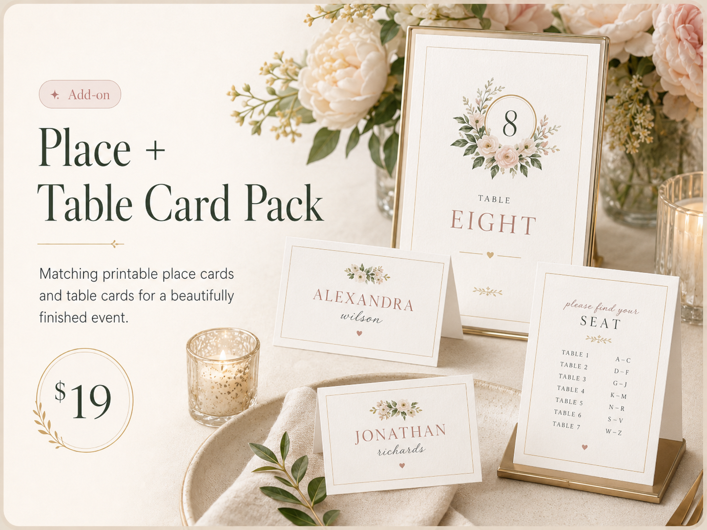 Place + Table Card Pack example